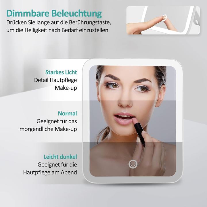 Produktbild Emke Kosmetikspiegel mit Beleuchtung, 1X+3X Vergrösserung, Kaltweiss(6000K), Batteriebetrieben