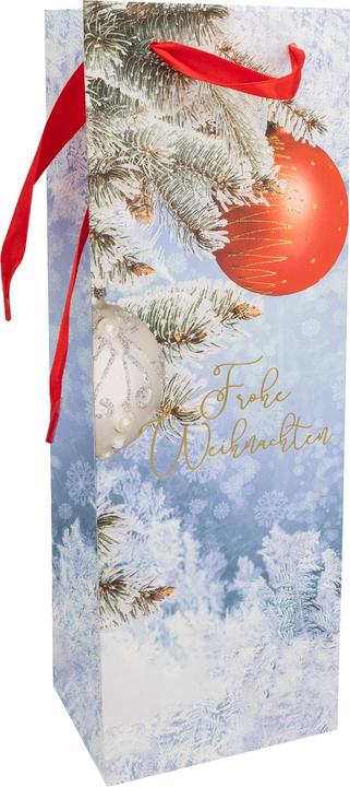 Produktbild Idena Flaschentasche Weisse Weihnachten mehrfarbig 12x9x36cm (Flaschentasche)