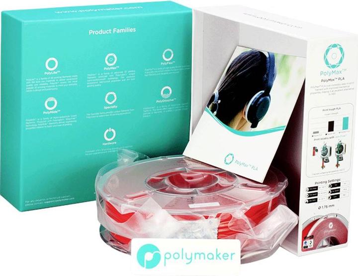 Actual product image Polymaker PolyMax Tough PLA Red 1.75mm 750g (PLA, 1.75 mm, 750 g, Red)