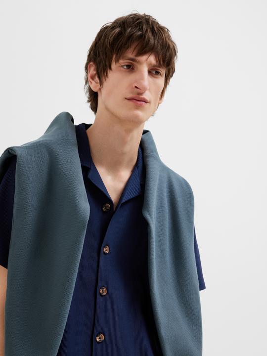 Produktbild Selected Homme Geripptes cuban collar Kurzarmhemd (S)