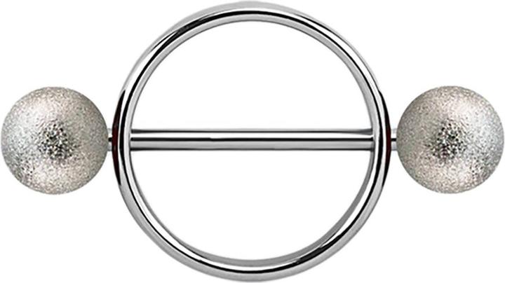 Star Piercing Barbell rund silber mit zwei Kugeln gesprenkelt (ohne Messing, Chirurgenstahl 316L)