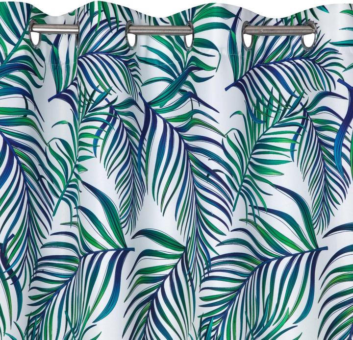 Immagine prodotto Eurofirany DESIGN 91 PALMS 2 tende con stampa di foglie di palma, bianco, blu navy, 140 x 250 cm, (140 x 250 cm)