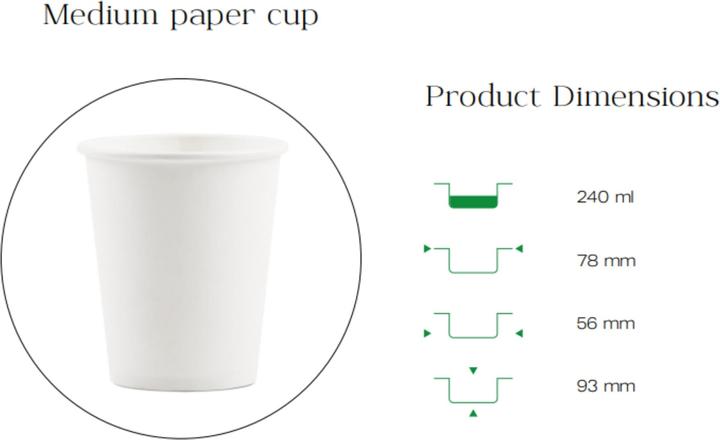 Produktbild TeCup Pappbecher, Trinkbecher, Heissgetränk, Kaffeebecher 8 oz (240 ml) (100 x)