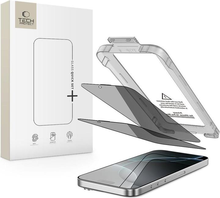 Actual product image Hofi Tech-Protect Quick Set Spy+ Privacy Glass 2er-Pack für iPhone 16 Pro (1 Piece, Apple iPhone 16 Pro)