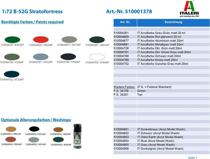 Image du produit Italeri 1:72 B-52G Stratofortress