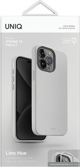 Actual product image Uniq etui Lino Hue iPhone 15 Pro Max 6.7" Magclick Charging jasnoszary/chalk grey (Apple iPhone 15 Pro Max)