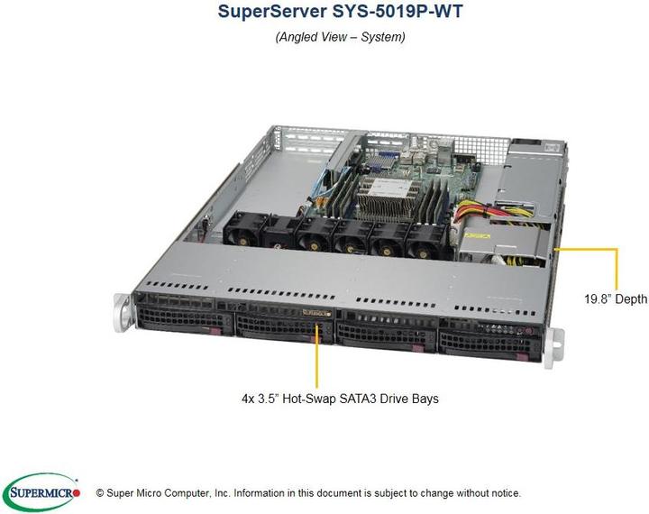 Actual product image Supermicro 5019P-WT: Xeon Scalable