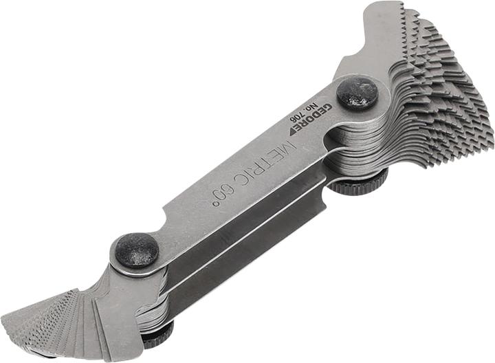 Actual product image Gedore Thread gauge, 52 blades, For metric and Whitworth threads, Easy to read sizes (7 cm)