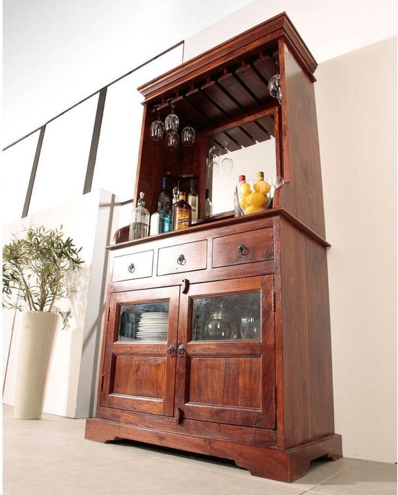 Produktbild Floki24 Barschrank im Kolonialstil, Akazie 97x52x193 OXFORD - dunkelbraun