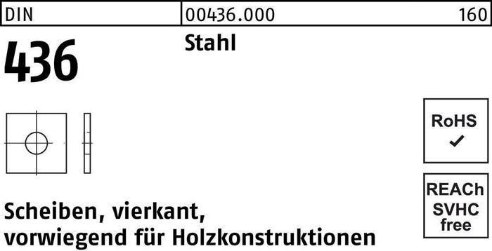 Produktbild Unterlegscheibe DIN 436 vierkant 13,5x 40 x 4 Stahl