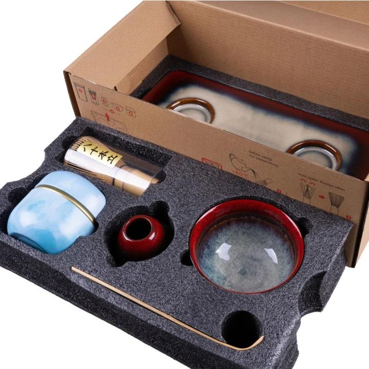 Produktbild Calimatcha Tee Set Achat mit 30g Matcha Tee Tablett Geschenkidee