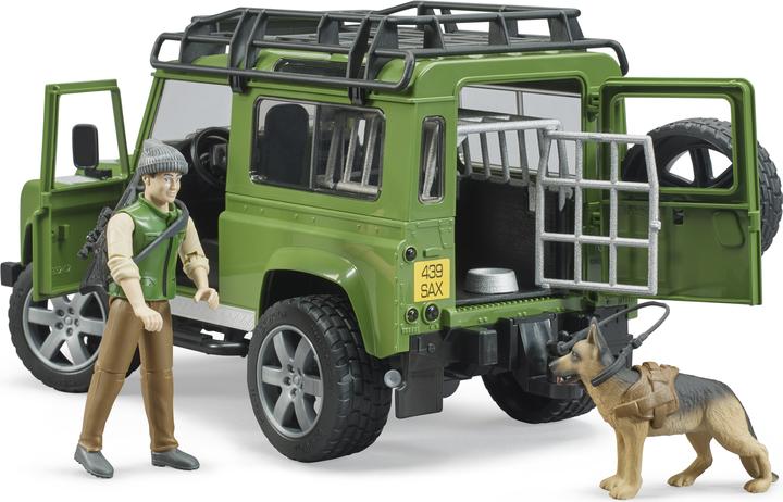 Actual product image Bruder Land Rover Defender Station Wagon with forest ranger and dog