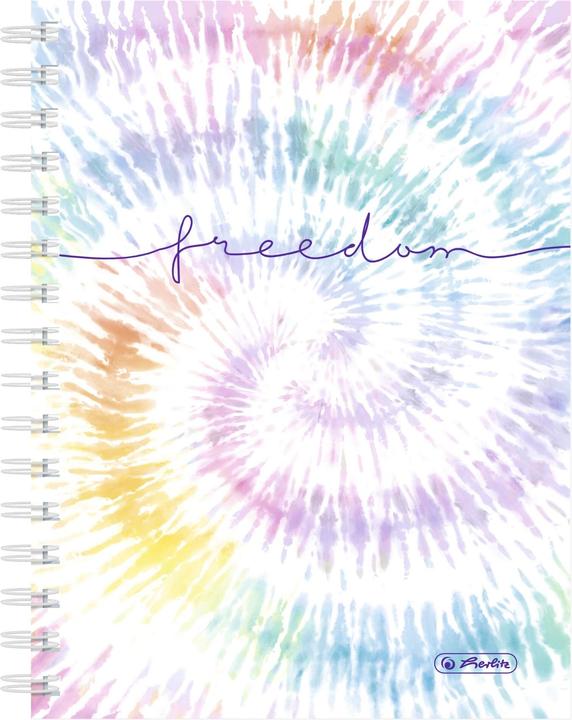 Herlitz Schulheft Spiralbuch New Batik Freedom A5, 100 Blätter (A5, Kariert, Harter Einband)