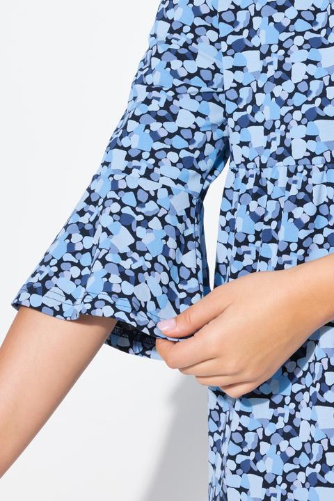 Actual product image Ulla Popken Printed Flounce Panel 3/4 Sleeve Dress (46, 48)