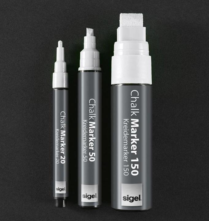 Actual product image Sigel Artverum chalk marker 20 + 50 Set (1-2 + 1-5 mm) (White, 5 mm, 2 x)