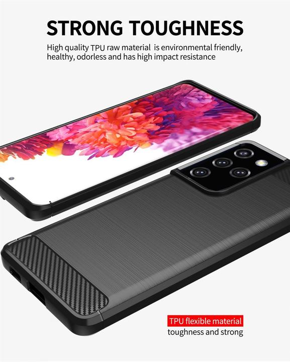 Produktbild Cadorabo TPU Ultra Slim carbon edelstahl Kombi Cover (Samsung Galaxy S21 Ultra)