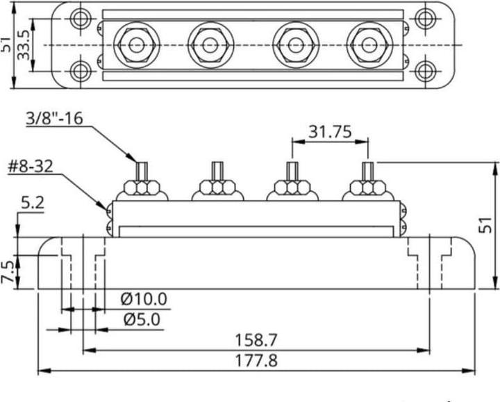 Produktbild Victron Energy Sammelschiene 600A 4P M10 + cover (Verteiler)