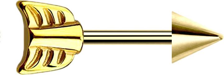 Star Piercing Barbell vergoldet mit Cone und Pfeil (Chirurgenstahl 316L, ohne Messing)