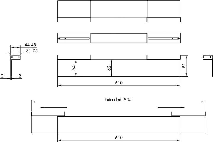 Produktbild Value Paar 19" Gleitschienen, variable Tiefe 610-935mm