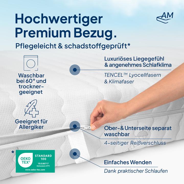 Produktbild AM Qualitätsmatratzen 1000 Federn 7-Zonen Taschenfederkern (90 x 210 cm, Federkern)