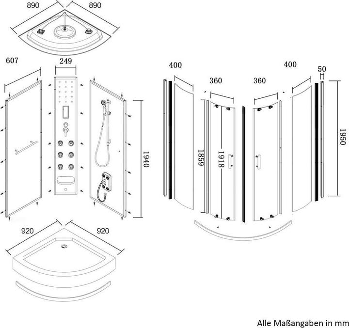 Actual product image Home Deluxe Steam shower with waterfall MANTA L steam sauna, 100x100x220cm