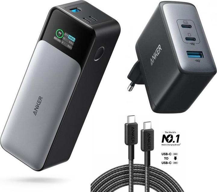 Produktbild Anker 737 - Power Bank (Powercore 24K) + 736 Nano II Ladegerät (100W) + 322 USB -C -Kabe (24000 mAh, 100 W, 100 Wh)