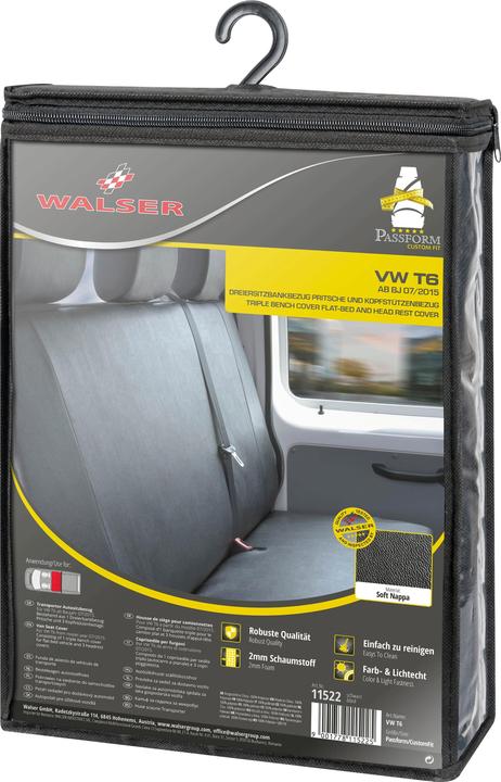 Produktbild Walser Sitzbezüge für VW T6 3er Bank Pritsche hinten aus Kunstleder BJ 07/2015 - heute