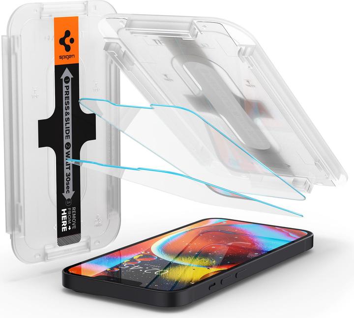 Produktbild Spigen EZ FIT Gehärtetes Glas Displayschutzfolie Mit Montagerahmen Apple iPhone 13 Mini 2-pack (2 Stück, Apple iPhone 13 mini)