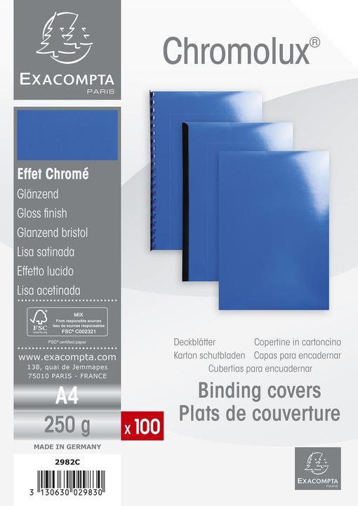 Actual product image Exacompta Cover Chromolux 250 g/m², 100 pieces, Blue