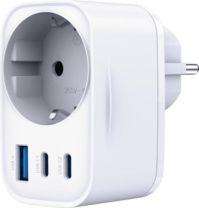 Actual product image 3MK Adapter sieciowy Hyper Comfort Charger 30W 1xUSB-A 2xUSB-C 1xSchuko PD QC3.0 biały (30 W)