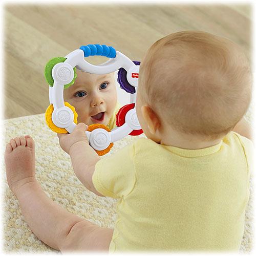Image du produit Fisher-Price Mon Premier Tambourin - Jouet d'éveil - 3 mois et + (Français, Italien, Anglais, Espagnol, Finlandais, Néerlandais, Grec, Allemand)