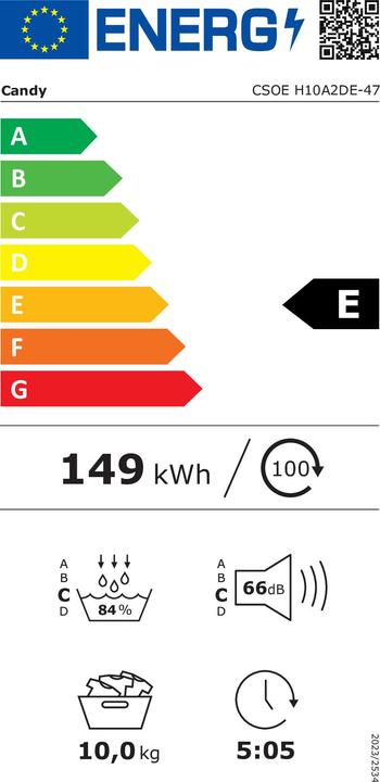 Energie-Label Candy CSOE H10A2DE-47 (10 kg, Links, EU-Stecker)