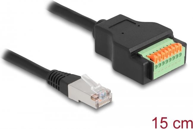 Image du produit Delock Câble RJ45 Cat.5e mâle vers adaptateur de bloc terminal avec bouton-poussoir 15 cm