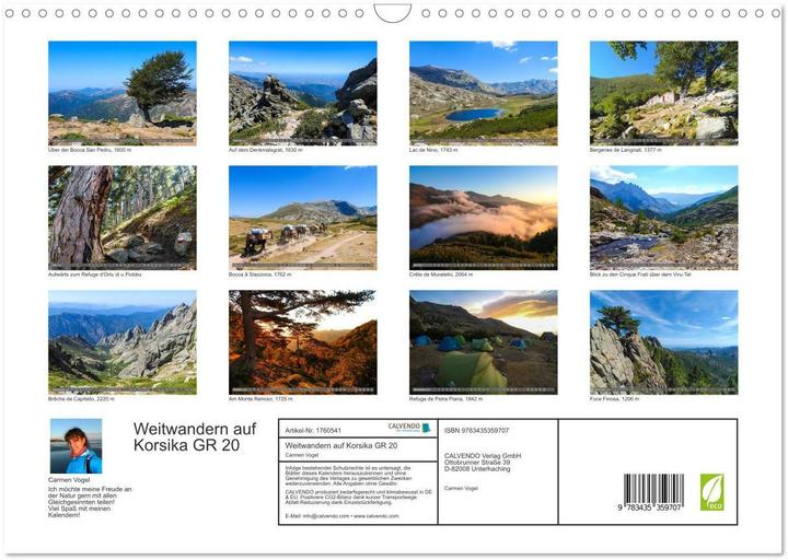 Produktbild Weitwandern auf Korsika GR 20 (Wandkalender 2025 DIN A3 quer), Monatskalender (A3, Deutsch)
