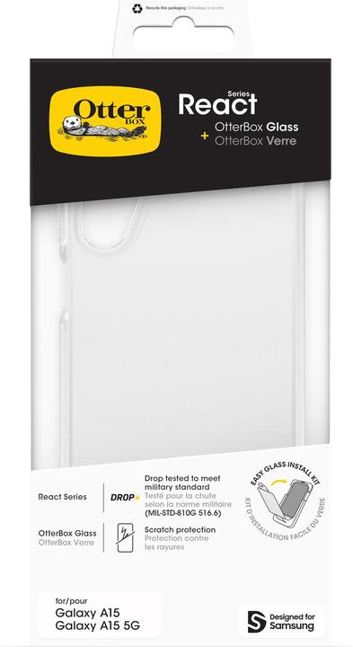 Actual product image OtterBox React + Glass Bundle - Kit (Samsung Galaxy A15, Samsung Galaxy A15 5G)