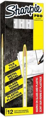 Image du produit Sharpie Crayon de marquage, Blanc, Cire, Fin, 12pcs (Blanc, 12 x)
