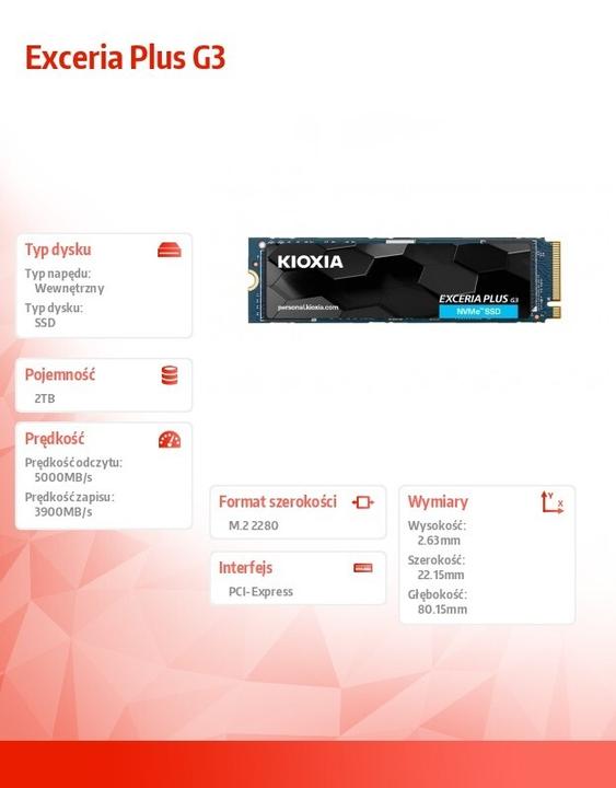 Actual product image Kioxia Exceria Plus G3 (2000 GB, M.2 2280)