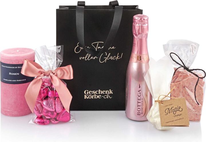 Geschenkkörbe CH Geschenktasche Wellness "Rosen Gold"
