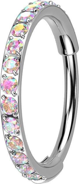 Produktbild Star Piercing Micro Segmentring klappbar silber seitlich Kristalle multicolor (Titan G23, ohne Messing)
