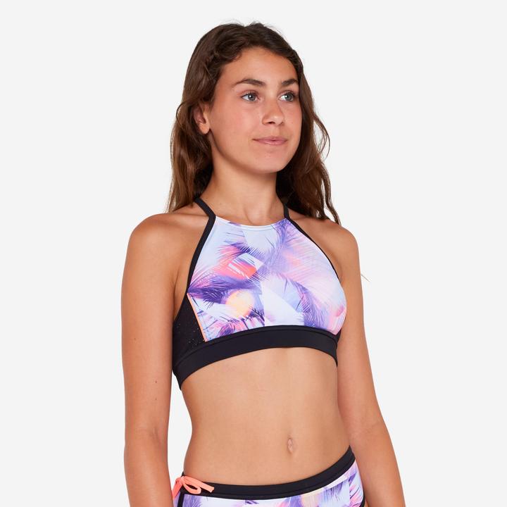 Image du produit Olaian Haut de maillot de bain surf brassière fille - 900 Baha posy rose (10XL, 11XL, 12XL)