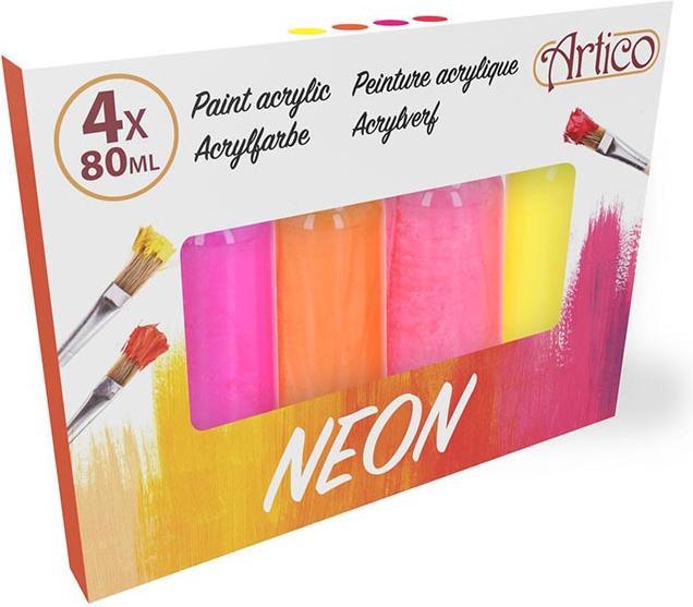 Produktbild Artico - Set Neon-Acrylfarben in Tuben 80 ml 4 Farben (2er-Set) (Mehrfarbig, 80 ml)