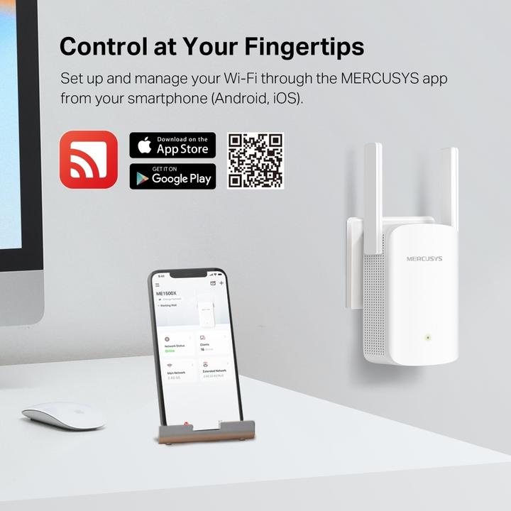 Productafbeelding TP-Link WL-Repeater ME1500X AX1500 Wi-Fi Range Extender (1201 Mbit/s, 300 Mbit/s)