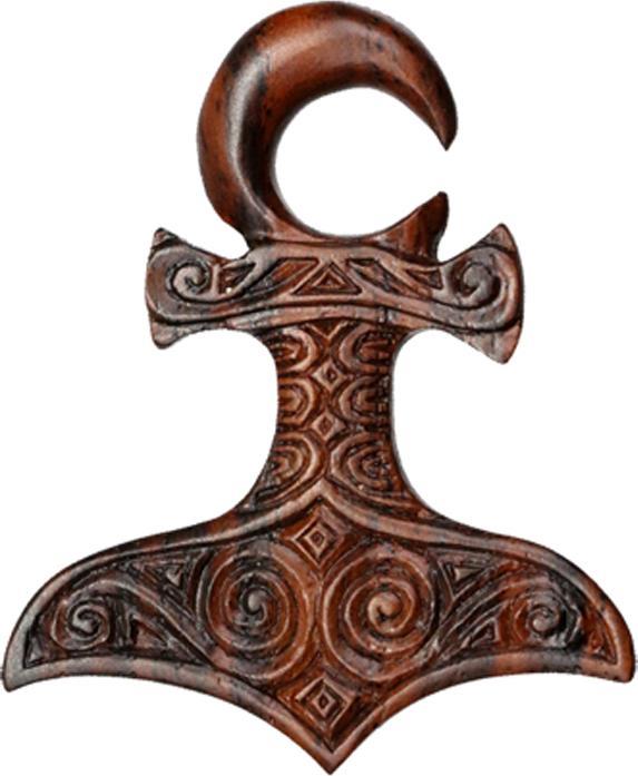 Star Piercing Ohrgewicht Haken Thors Hammer aus Narra Holz (ohne Messing, Organisch)
