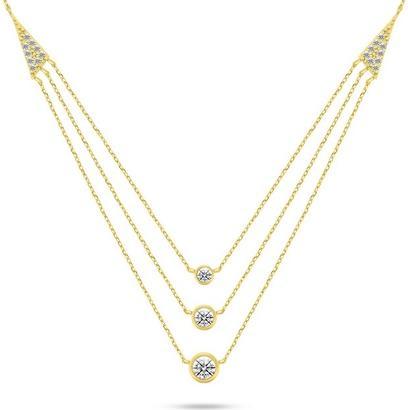 Brilio Silver - Charming gold plated necklace with zircons NCL147Y