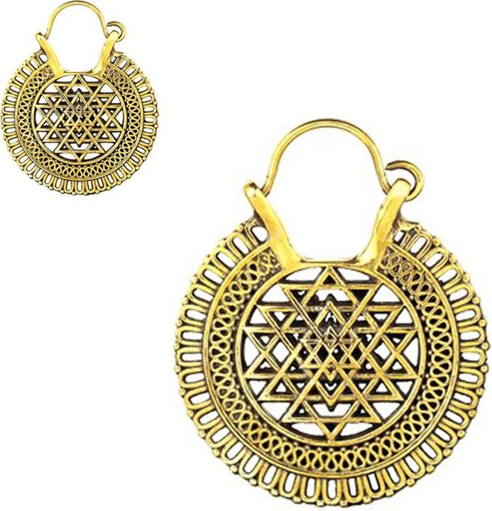 Star Piercing Ohrring vergoldet Ethno Muster (Messing)