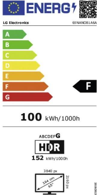 Energie-Label LG 65NANO81A6A sw NanoCell LED-TV UHD,Multituner,Smart,PVR,a7,HDR (65", NANO81, Nano-Cell, 4K, 2025)