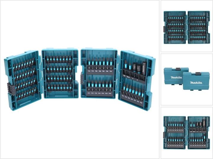 Productafbeelding Makita Slagbitset 25/50 mm, 90 stuks. (Phillips kruis PH M2, Phillips kruis PH M3, Kruis Pozidriv PZ M2, Kruis Pozidriv PZ M3, Zeskantbus TX M20, Zeskantbus TX M30)