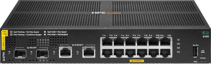 Image du produit HPE Aruba 6100 12G Class4 PoE 2G/2SFP+ 139W Switch (16 Ports)