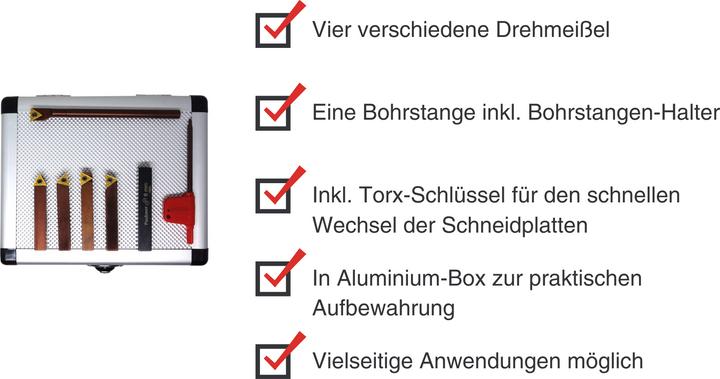 Produktbild Paulimot Drehmeissel-Set mit Wendeplatten, 8 mm, inkl. Bohrstange Ø 6 mm (8 mm)