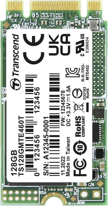 Produktbild Transcend MTE460T 128 GB Interne M.2 PCIe NVMe SSD 2242 PCIe NVMe 3.0 x2 Industr (128 GB, M.2 2242)